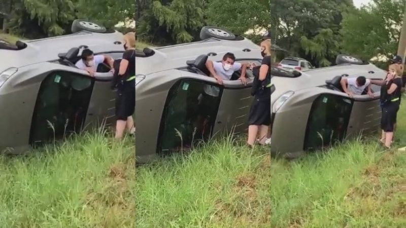 Gran gesto del “Pulga”, auxiliando a una mujer accidentada