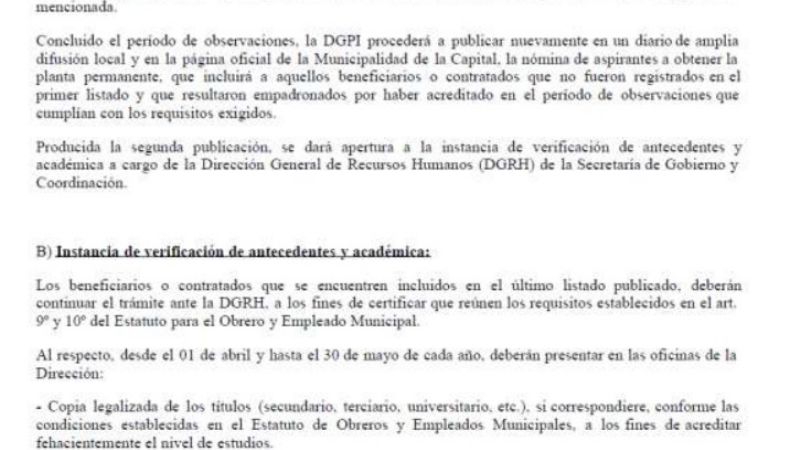 Capital reglamentó el pase a planta permanente del personal contratado