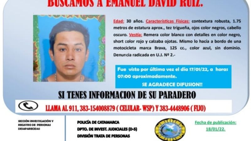 Piden información por el paradero de un joven