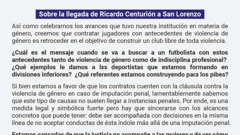 San Lorenzo defendió la llegada de Centurión