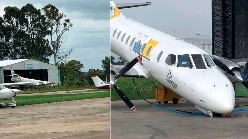 Un avión aplastó a un mecánico: está grave