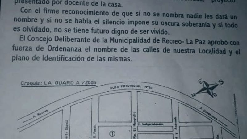 Cartelería con nombre de calles en La Guardia