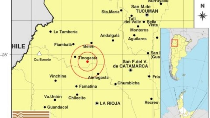 Sismo se sintió cerca de Tinogasta