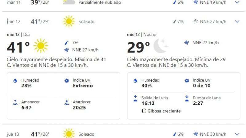 Anticipan una ola de calor extremo en gran parte del país