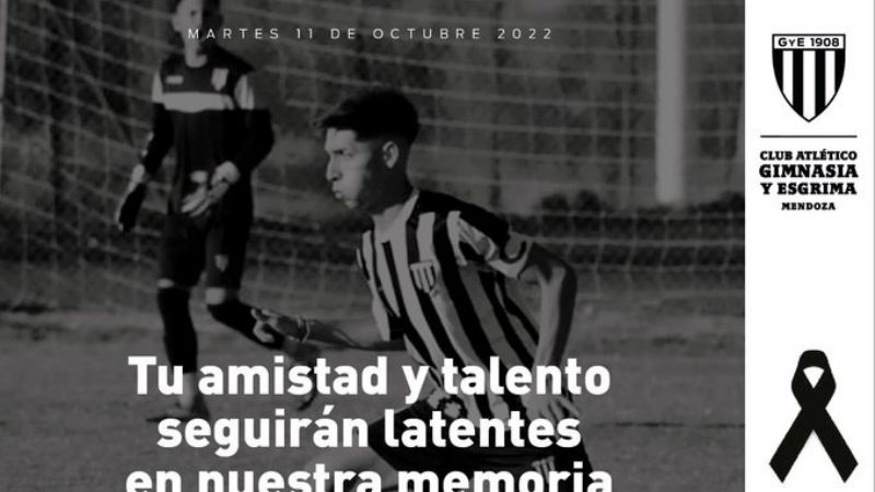 Dolor en el fútbol mendocino por la muerte de un juvenil