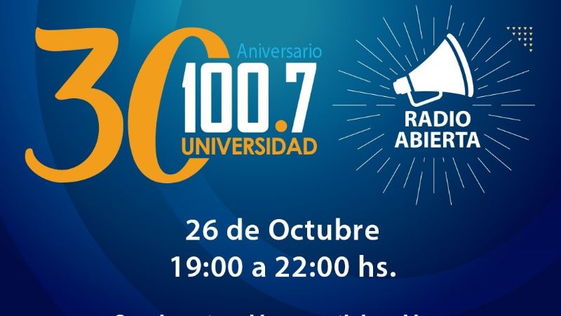 Radio Abierta en el ingreso a la UNCA