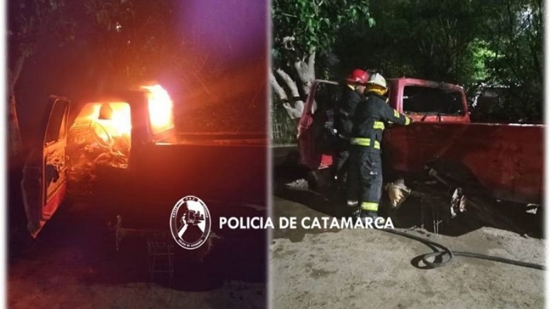 Se prendió fuego una camioneta
