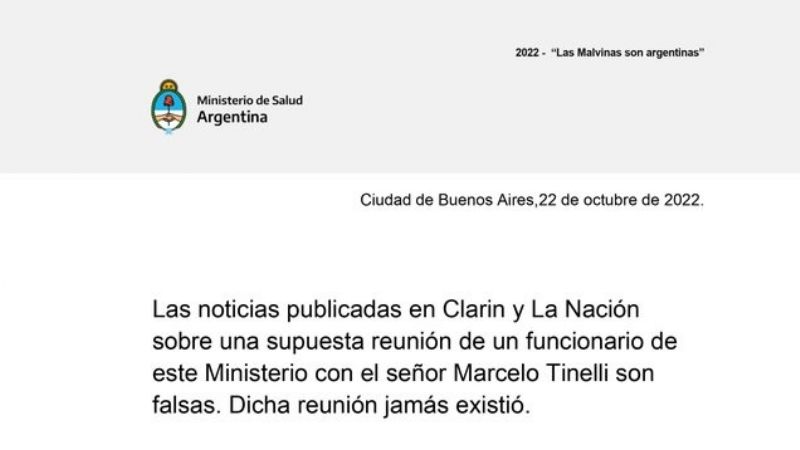 Desmienten reunión de Tinelli con funcionarios de Salud