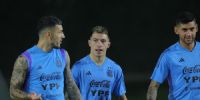 PAREDES, Foyth y Romero en el entrenamiento de hoy en Qatar.