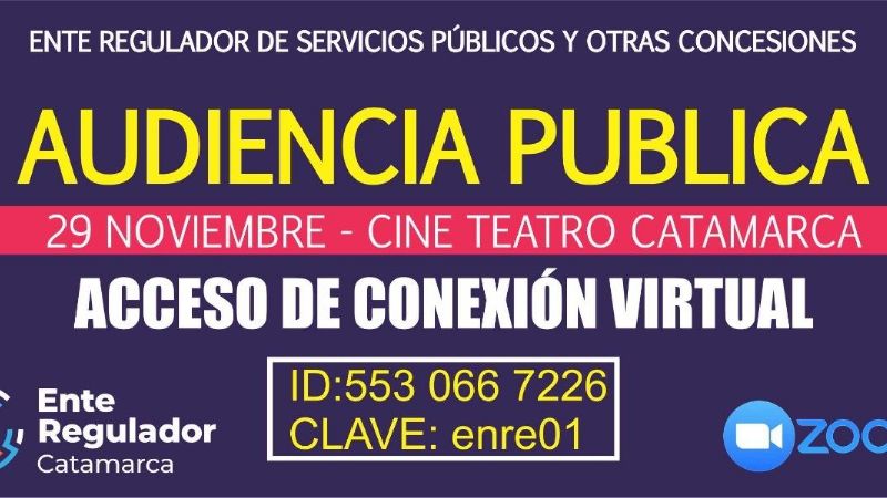 Datos para participar de la audiencia pública