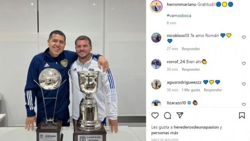Herrón agradeció a Riquelme por los títulos de Boca en Reserva