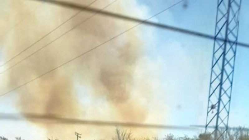 Incendio en campo a la vera de la Ruta Nacional N°157