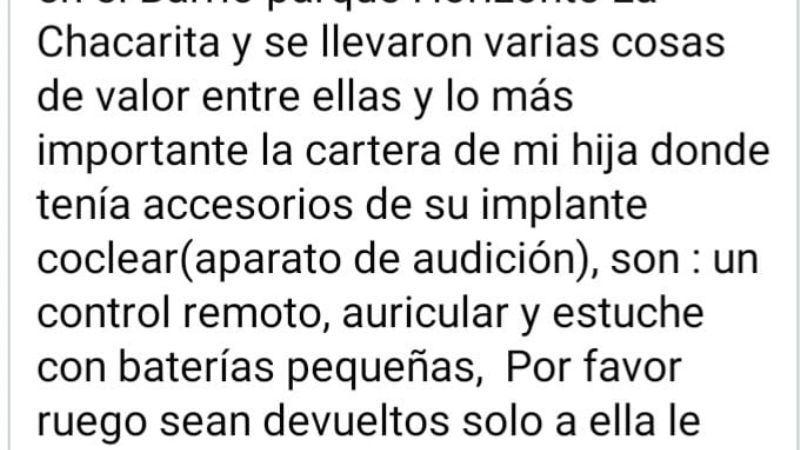 Se ruega devolución de un implante coclear