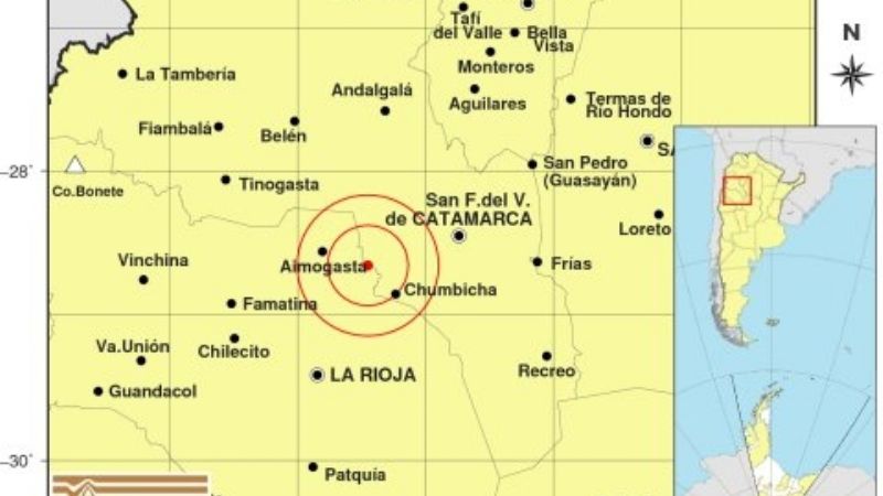 Temblor con epicentro cerca de Chumbicha