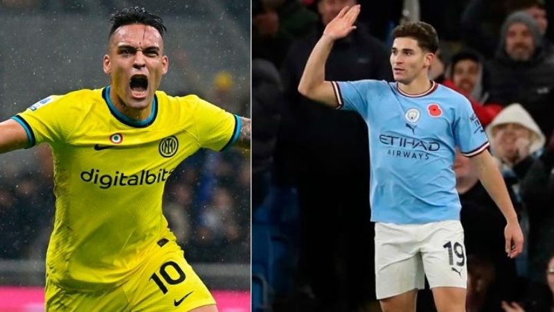 Goles de Lautaro y Julián, para Inter y Manchester City
