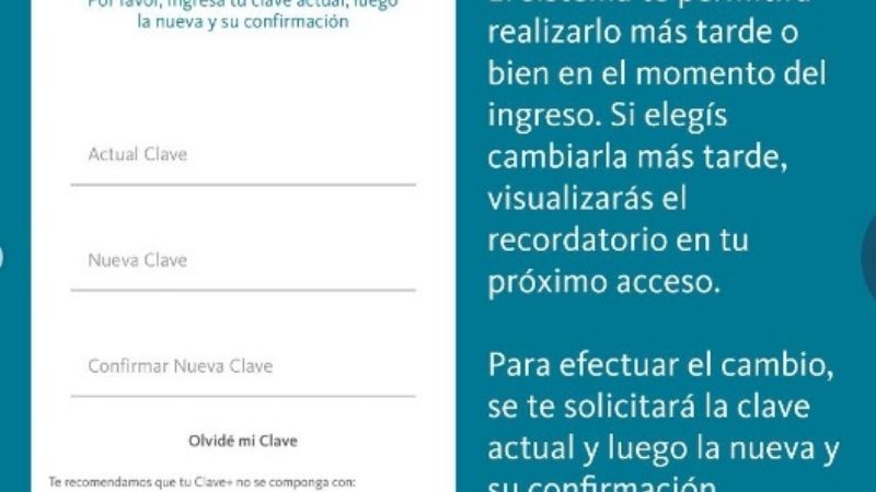 Cambio de Clave+ en BNA+