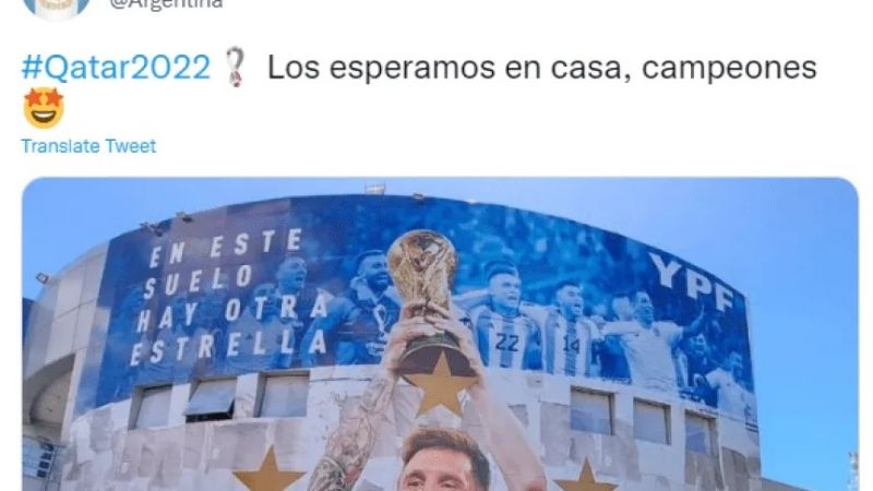 Mural de YPF en la AFA para recibir a los campeones del mundo