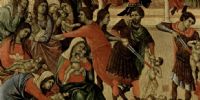 PINTURA sobre la matanza de los Santos Inocentes, ordenada por Herodes.