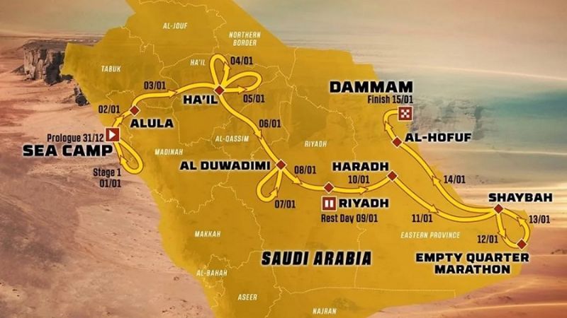 Recorrido del Dakar 2023, que se corre en Arabia Saudita