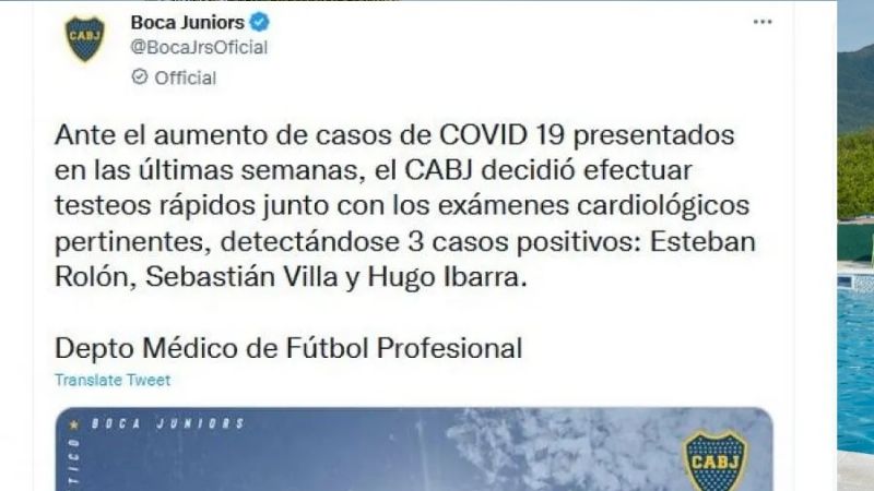 Ibarra, Villa y Rolón dieron positivo de Covid-19