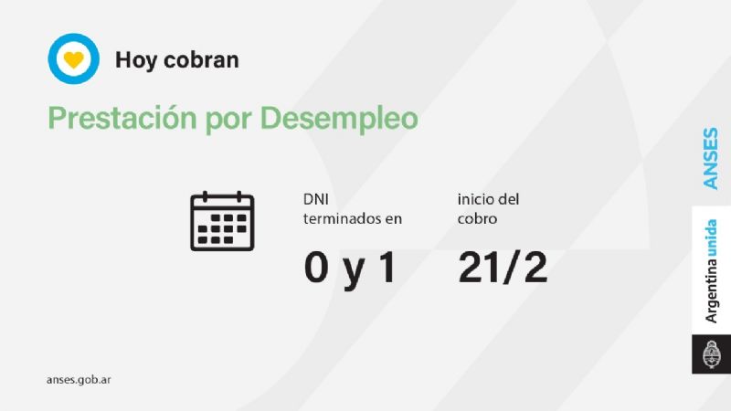 Calendario de Pagos para el lunes 21 de Febrero