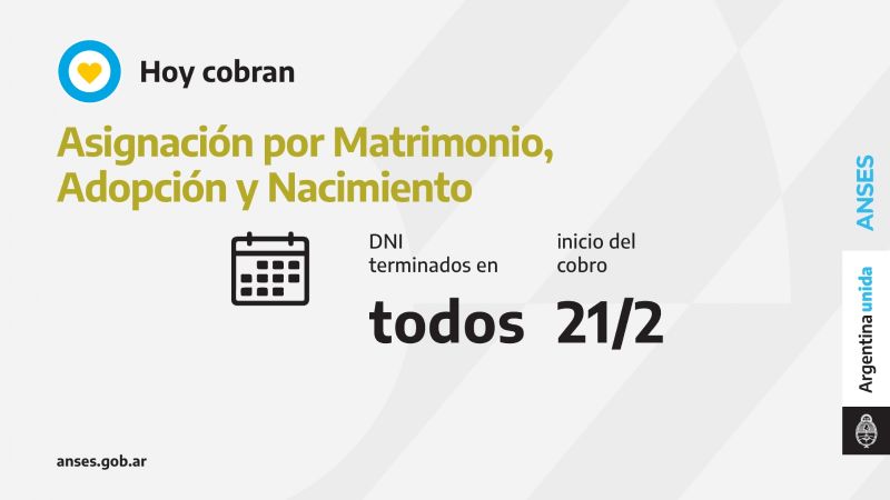 Calendario de Pagos para el lunes 21 de Febrero