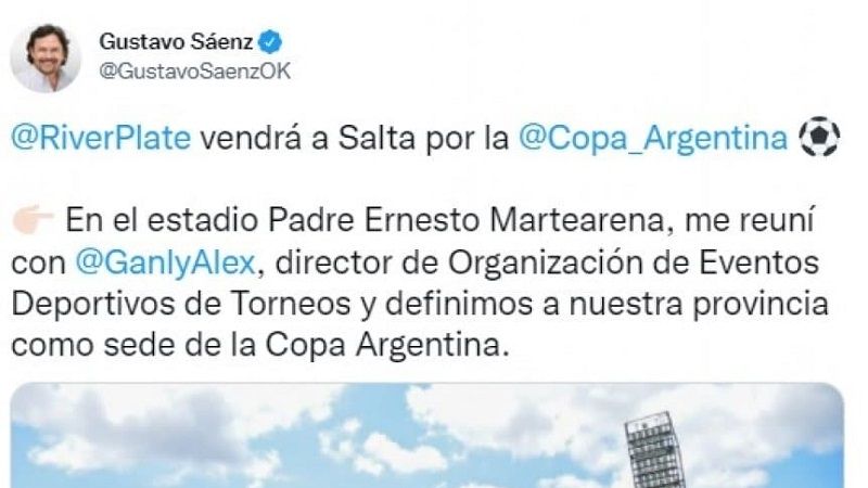 En Salta debutará River por la Copa Argentina
