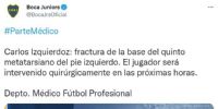 PARTE MÉDICO de Boca, sobre la lesión del 