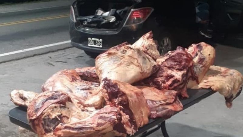 Llevaban 130 kilos de carne en el baúl
