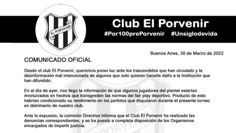El Porvenir echó a ocho jugadores por "ir a menos"