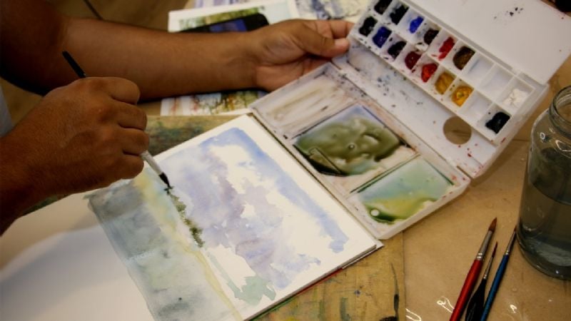 Taller de acuarela al café en el Laureano