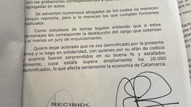 Bacchiani: nueva denuncia, ahora por supuesta connivencia con la justicia
