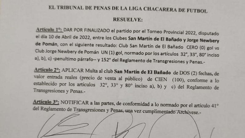 El TdP decretó la eliminación de San Martín del Provincial