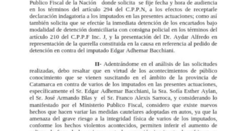 El Juez ordenó la detención inmediata de Bacchiani