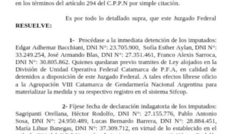 El Juez ordenó la detención inmediata de Bacchiani