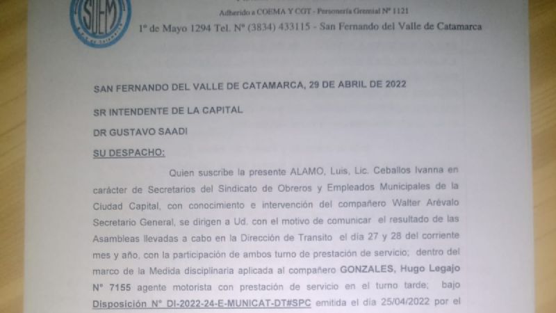 El SOEM convocó a un paro