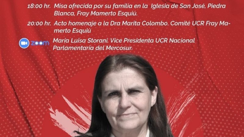 Recuerdan a Marita Colombo, a un año de su fallecimiento