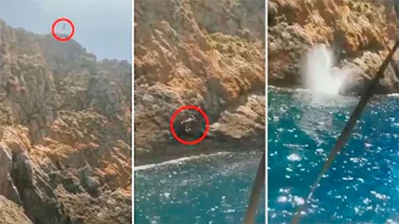 Murió un turista tras saltar de un acantilado: su pareja filmó la tragedia