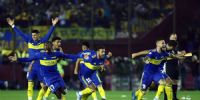 EL FESTEJO DE BOCA, después que Varela convirtiera el último penal frente a Racing.