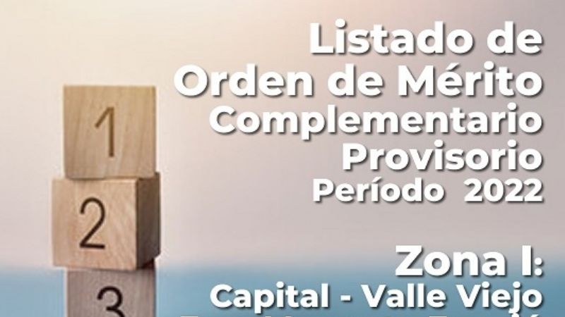 Listado de orden de mérito complementario 2022 para ZONA I