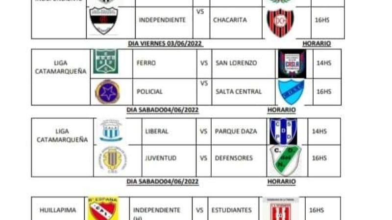 Programación de la 8va fecha de la Liga Catamarqueña