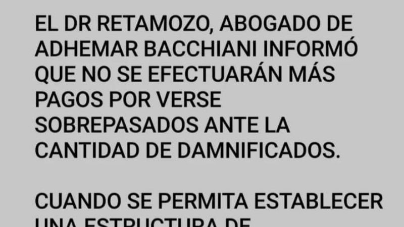 Bacchiani dejó de pagar por escribania
