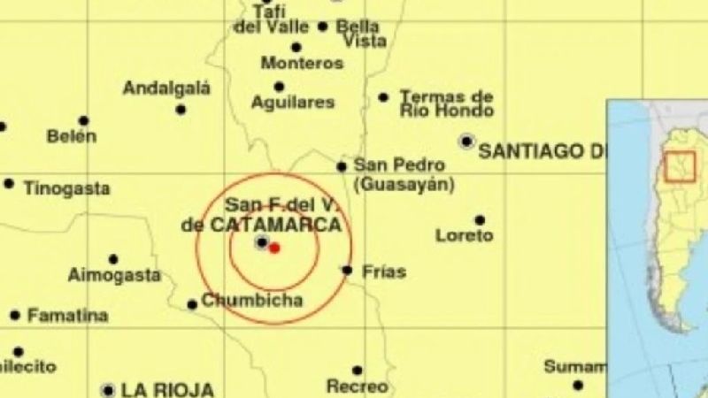 Un temblor sacudió Catamarca, cerca de la capital provincial