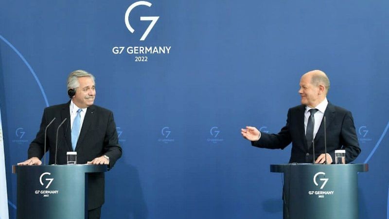 La guerra, el rediseño financiero y Malvinas, en el discurso del Presidente ante el G7