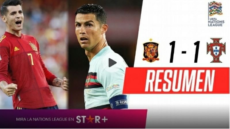 La Portugal de Cristiano Ronaldo empató 1-1 ante España por la primera fecha de la Nations League