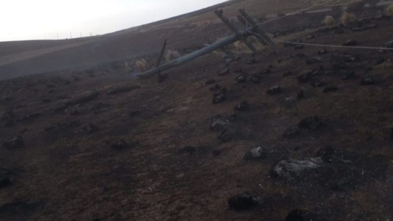 Varios kilómetros de línea eléctrica cayeron a tierra