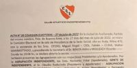 ACTA acordada esta noche por la Junta Electoral de Independiente.