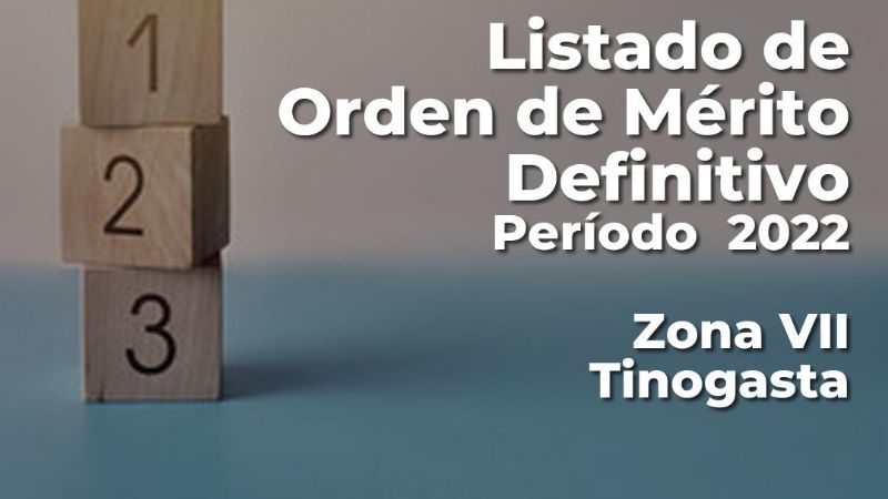 Listado de orden de mérito definitivo 2022 para ZONA VII