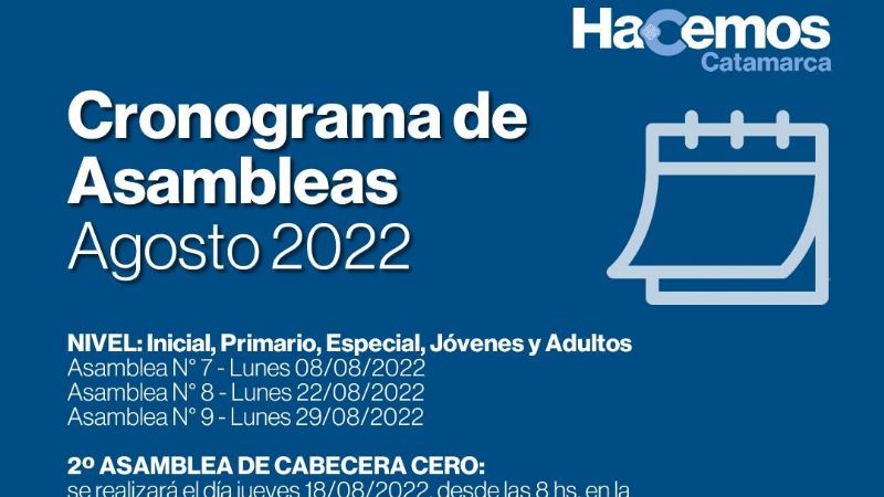 Educación define cronograma de Asambleas para todo el mes de agosto
