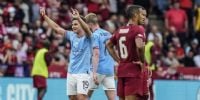 El delantero argentino anotó el empate parcial en la derrota por 3-1 del City ante Liverpool por la supercopa inglesa.